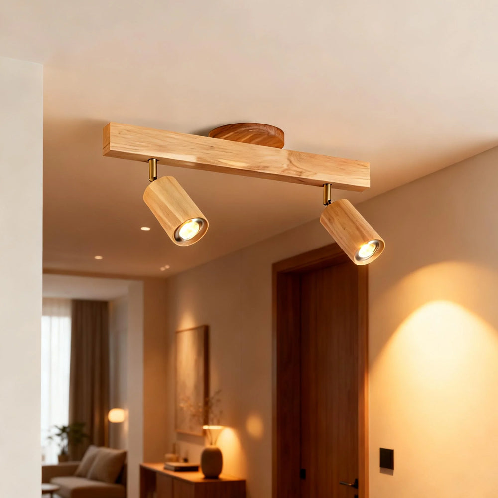 Adjustable LED Track Light Wood & Metal 39 in for Kitchen Dining Room Living Room Bedroom Modern Directional Ceiling Fixture