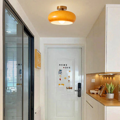 Amber Glass Dome Hanging Light 11 Inch for Kitchen Island Vintage Brass Fixture Dimmable E27 Dining Room Bedroom Overhead Adjustable Height