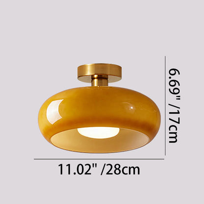 Amber Glass Dome Hanging Light 11 Inch for Kitchen Island Vintage Brass Fixture Dimmable E27 Dining Room Bedroom Overhead Adjustable Height