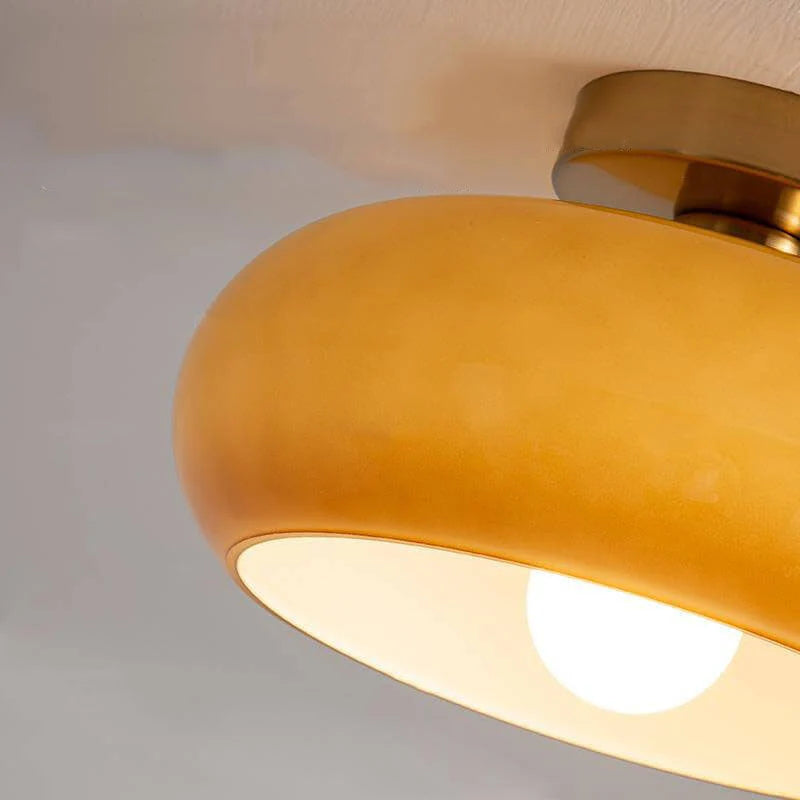Amber Glass Dome Hanging Light 11 Inch for Kitchen Island Vintage Brass Fixture Dimmable E27 Dining Room Bedroom Overhead Adjustable Height