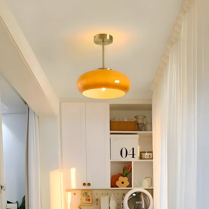 Amber Glass Dome Hanging Light 11 Inch for Kitchen Island Vintage Brass Fixture Dimmable E27 Dining Room Bedroom Overhead Adjustable Height