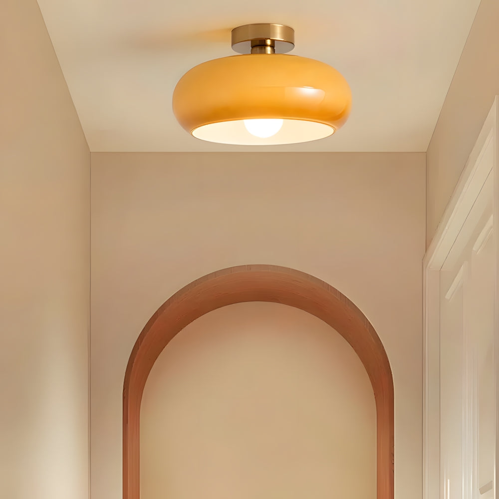 Amber Glass Dome Hanging Light 11 Inch for Kitchen Island Vintage Brass Fixture Dimmable E27 Dining Room Bedroom Overhead Adjustable Height
