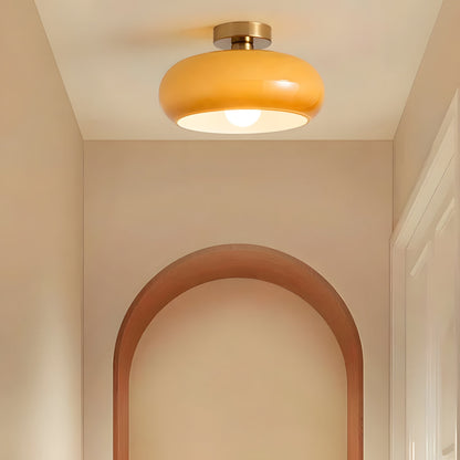 Amber Glass Dome Hanging Light 11 Inch for Kitchen Island Vintage Brass Fixture Dimmable E27 Dining Room Bedroom Overhead Adjustable Height