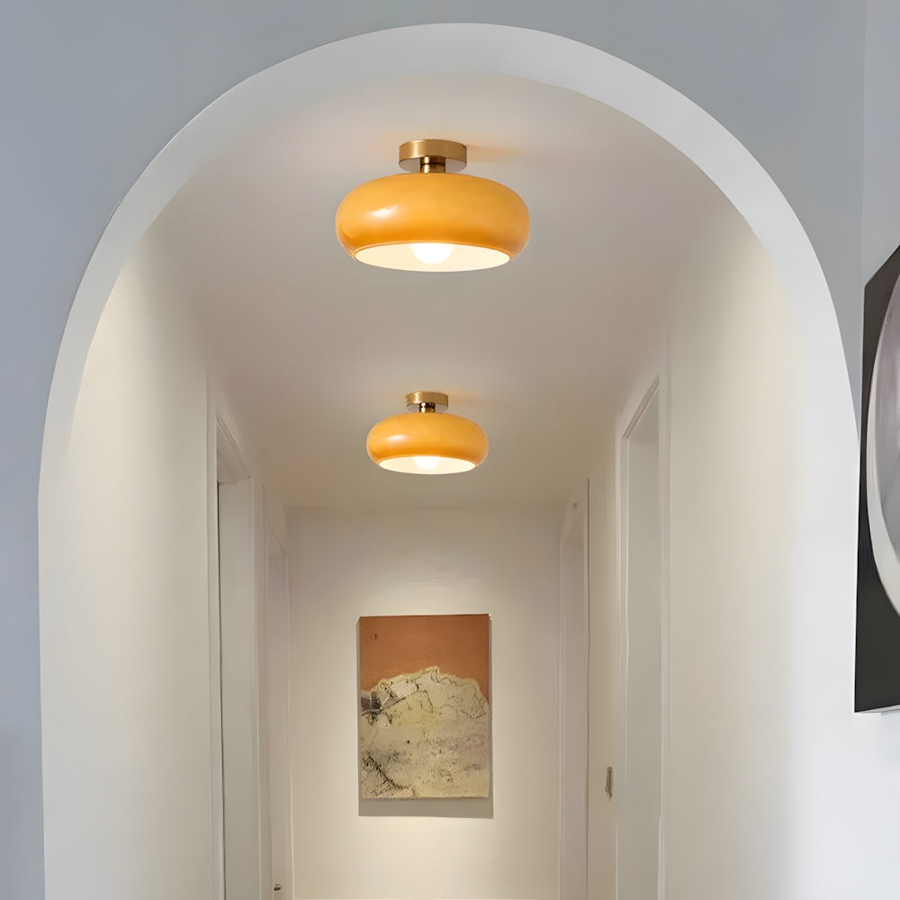 Amber Glass Dome Hanging Light 11 Inch for Kitchen Island Vintage Brass Fixture Dimmable E27 Dining Room Bedroom Overhead Adjustable Height