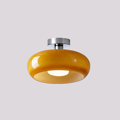 Amber Glass Dome Hanging Light 11 Inch for Kitchen Island Vintage Brass Fixture Dimmable E27 Dining Room Bedroom Overhead Adjustable Height