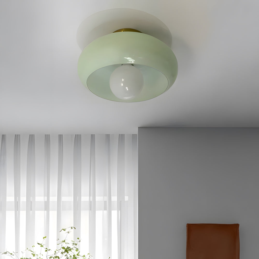 Semi Flush Mount Ceiling Light Fixture 11 in Glass Shade for Bedroom Living Room Hallway Indoor Lighting Chrome Gold Finish