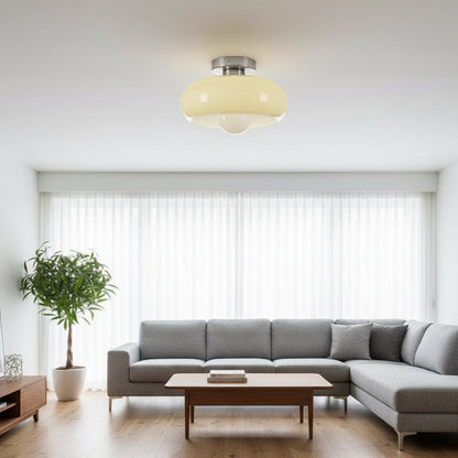 Semi Flush Mount Ceiling Light Fixture 11 in Glass Shade for Bedroom Living Room Hallway Indoor Lighting Chrome Gold Finish