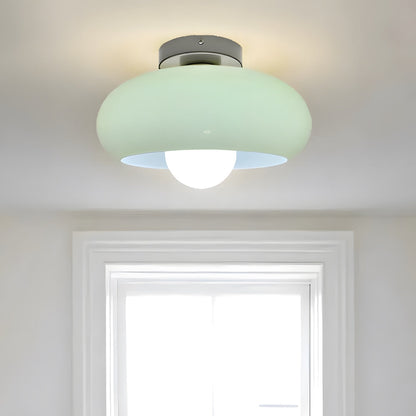 Semi Flush Mount Ceiling Light Fixture 11 in Glass Shade for Bedroom Living Room Hallway Indoor Lighting Chrome Gold Finish