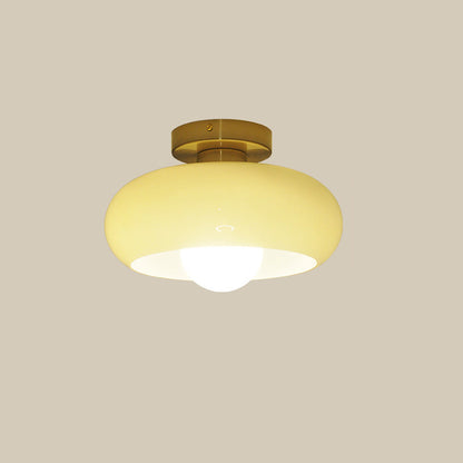 Semi Flush Mount Ceiling Light Fixture 11 in Glass Shade for Bedroom Living Room Hallway Indoor Lighting Chrome Gold Finish