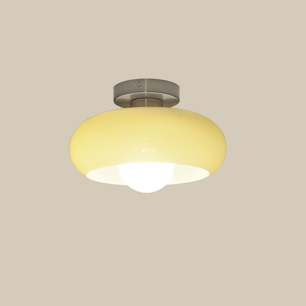 Semi Flush Mount Ceiling Light Fixture 11 in Glass Shade for Bedroom Living Room Hallway Indoor Lighting Chrome Gold Finish