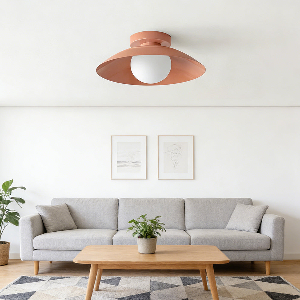 Round Overhead LED Fixture Metal 12.6 Inch Diameter Low-Profile Mount for Kitchen Dining Room Bedroom Hallway 5.9 in Height Contemporary Hom