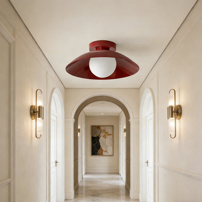 Round Overhead LED Fixture Metal 12.6 Inch Diameter Low-Profile Mount for Kitchen Dining Room Bedroom Hallway 5.9 in Height Contemporary Hom