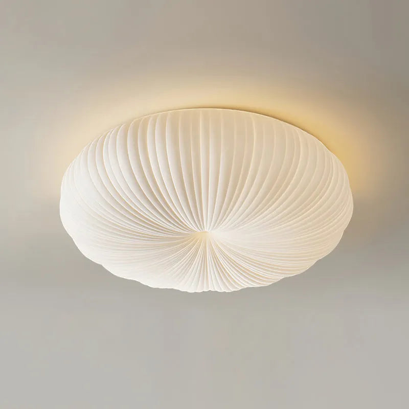 Round LED Flush Mount Overhead Fixture for Bedrooms, Living Spaces, Kitchens — 8-Inch Metal & Acrylic Construction in White — Low-Profile Co