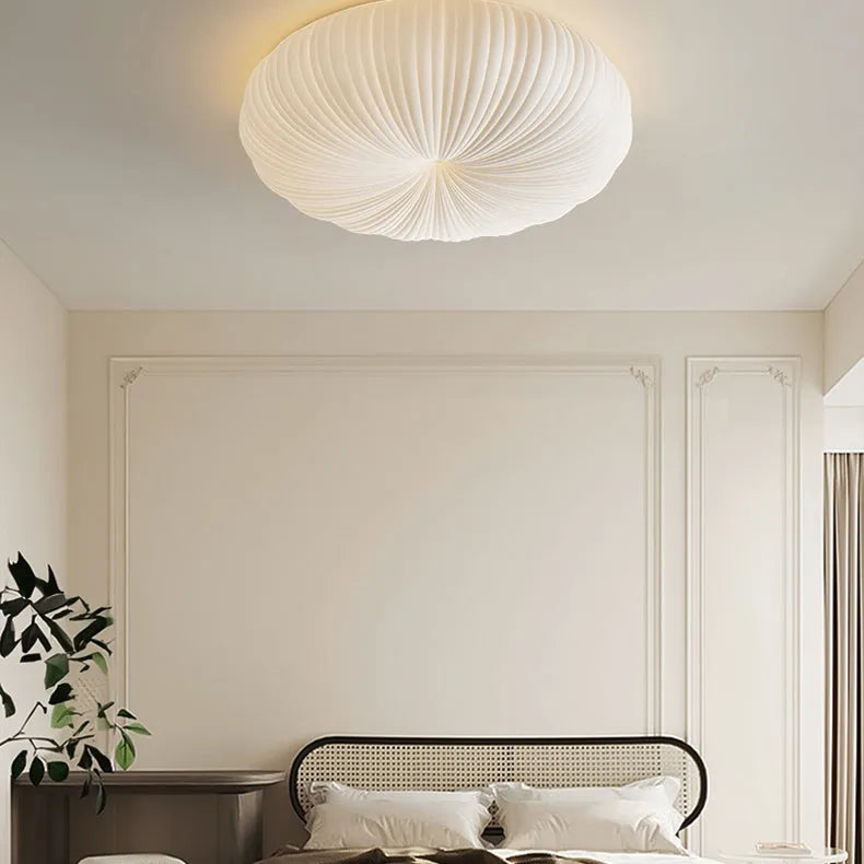 Round LED Flush Mount Overhead Fixture for Bedrooms, Living Spaces, Kitchens — 8-Inch Metal & Acrylic Construction in White — Low-Profile Co