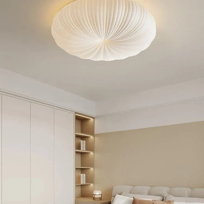 Round LED Flush Mount Overhead Fixture for Bedrooms, Living Spaces, Kitchens — 8-Inch Metal & Acrylic Construction in White — Low-Profile Co