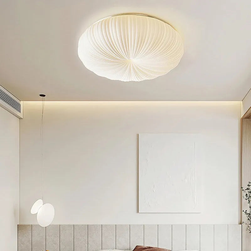 Round LED Flush Mount Overhead Fixture for Bedrooms, Living Spaces, Kitchens — 8-Inch Metal & Acrylic Construction in White — Low-Profile Co