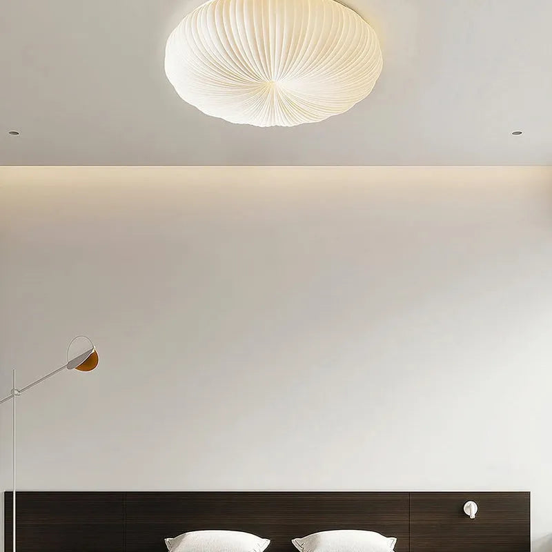 Round LED Flush Mount Overhead Fixture for Bedrooms, Living Spaces, Kitchens — 8-Inch Metal & Acrylic Construction in White — Low-Profile Co