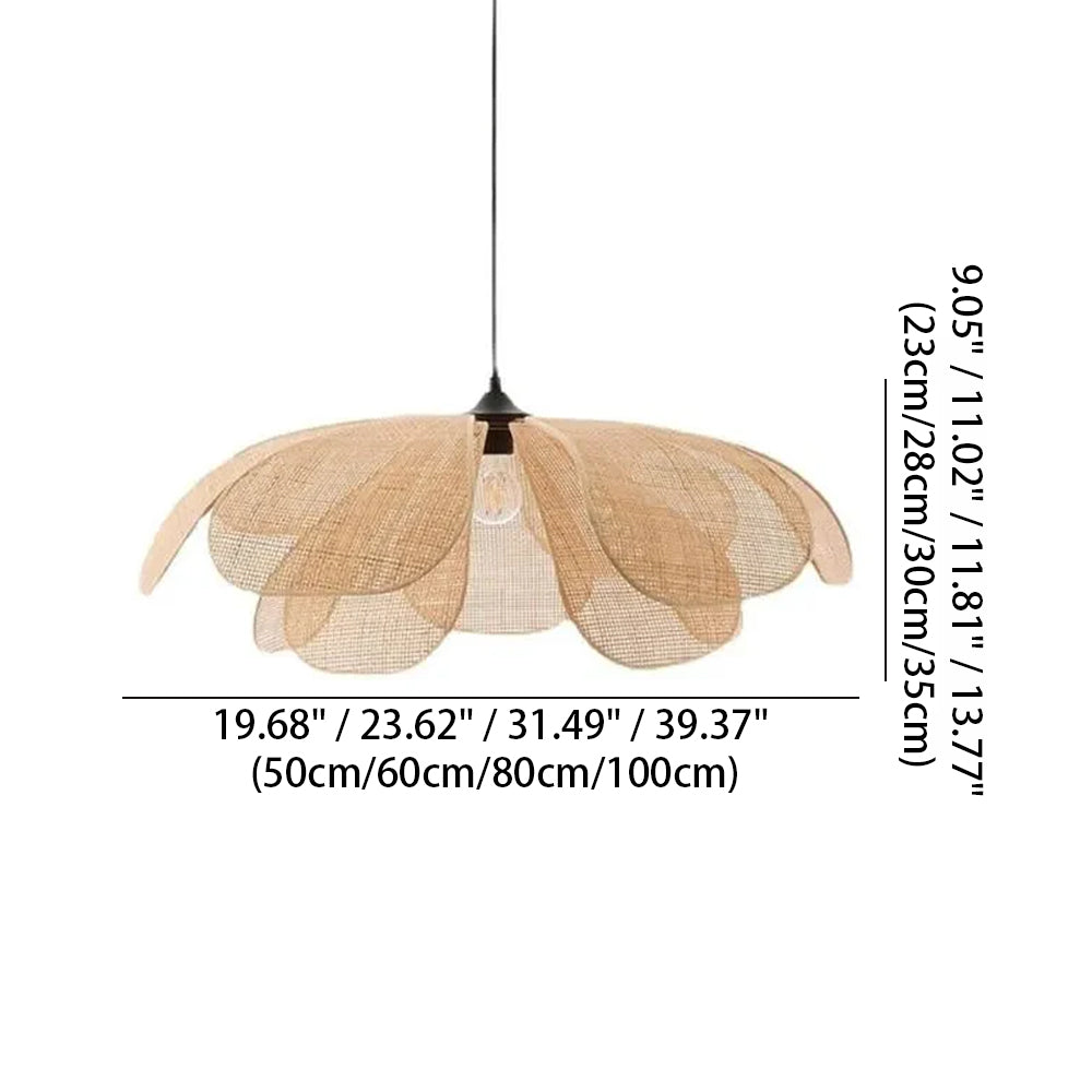Handwoven Woven Wicker Hanging Fixture 20-Inch Natural Tone Adjustable Overhead Illumination for Kitchens Dining Spaces Islands Counter Tabl