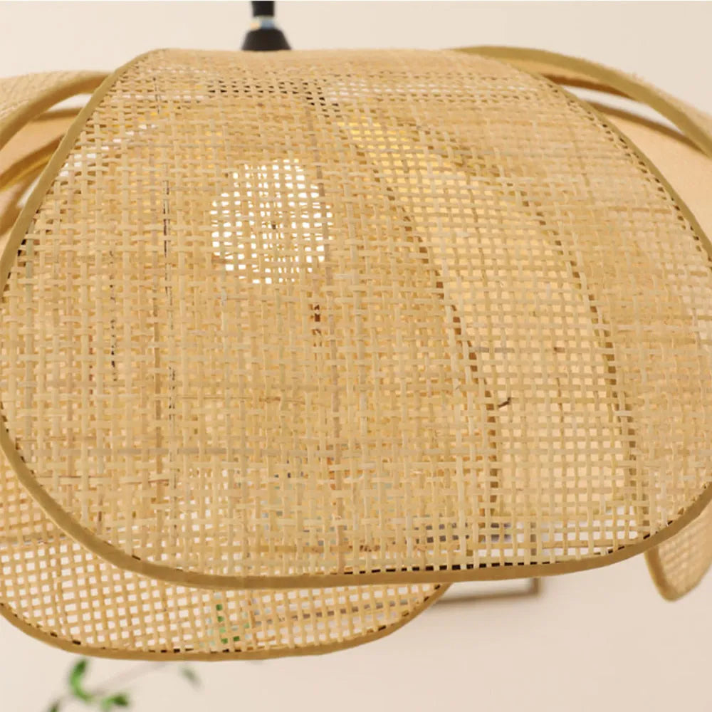 Handwoven Woven Wicker Hanging Fixture 20-Inch Natural Tone Adjustable Overhead Illumination for Kitchens Dining Spaces Islands Counter Tabl