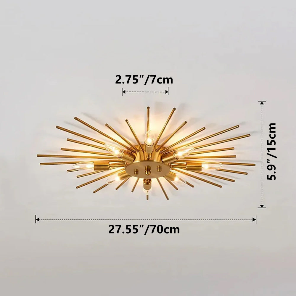 Multi-Bulb Metal Flush Mount Fixture 28 Inch Industrial Overhead Lighting for Dining Room Living Room Bedroom Hallway Contemporary Open Fram