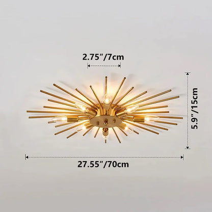 Multi-Bulb Metal Flush Mount Fixture 28 Inch Industrial Overhead Lighting for Dining Room Living Room Bedroom Hallway Contemporary Open Fram