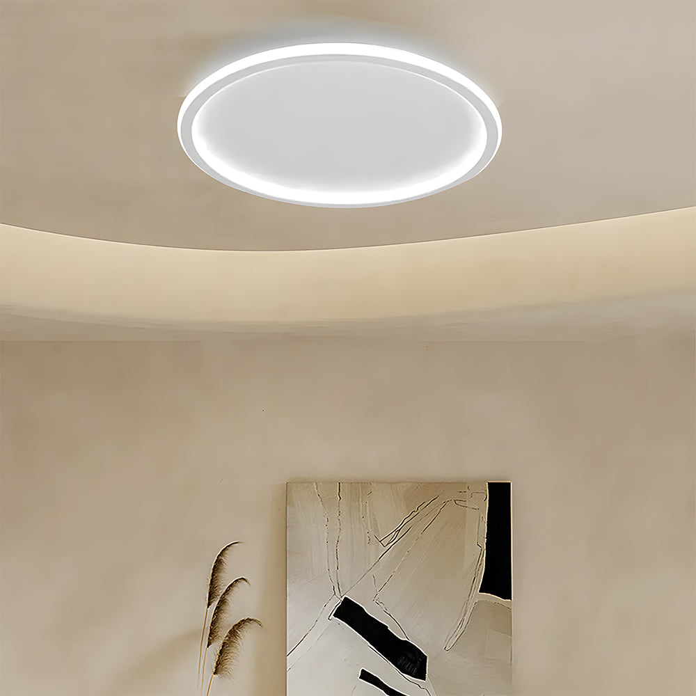 Flush Mount LED Ceiling Light Fixture 12 in Aluminum Round Ultra-Slim 2 in Profile for Bedroom Office Dining Room Modern Energy-Efficient Ho