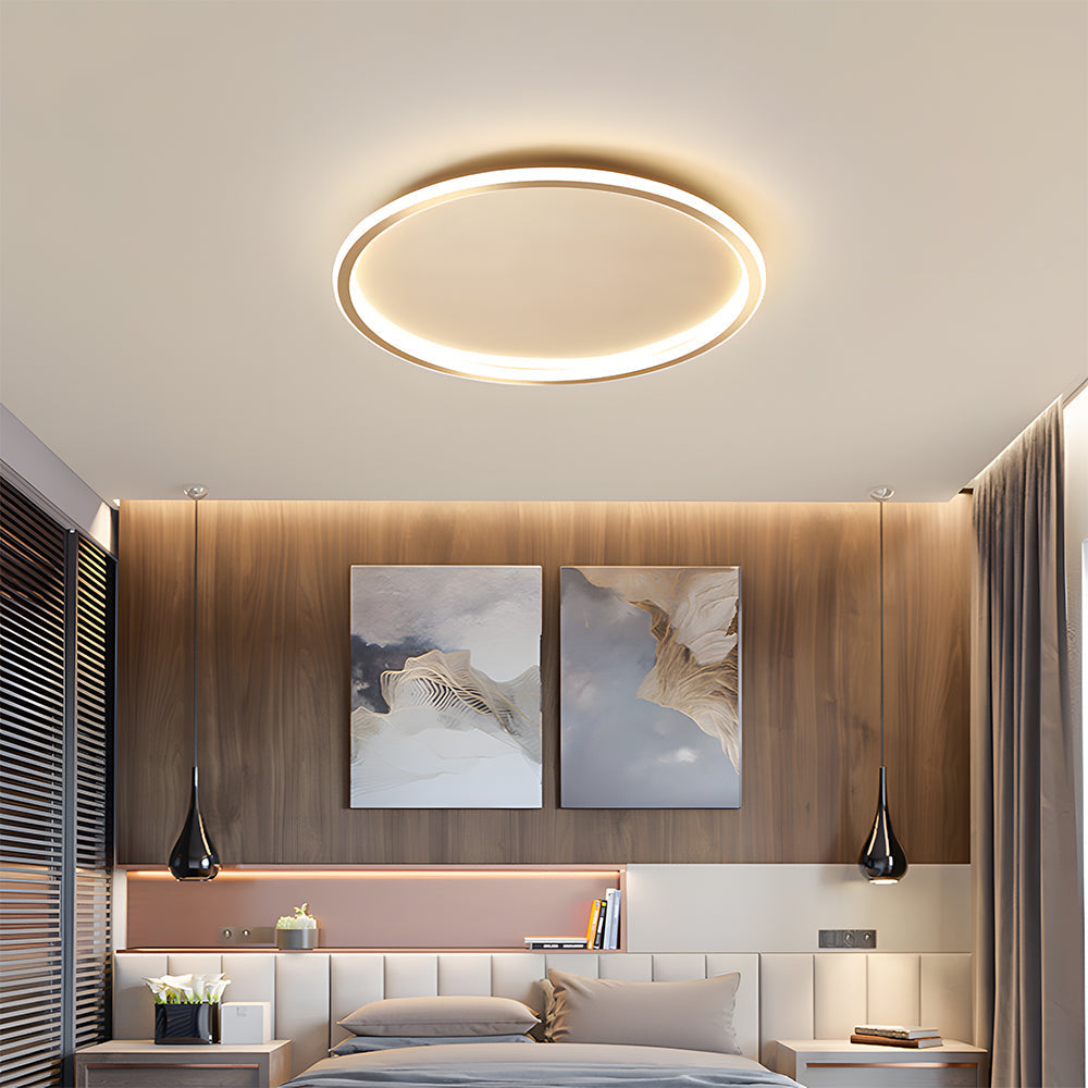 Flush Mount LED Ceiling Light Fixture 12 in Aluminum Round Ultra-Slim 2 in Profile for Bedroom Office Dining Room Modern Energy-Efficient Ho