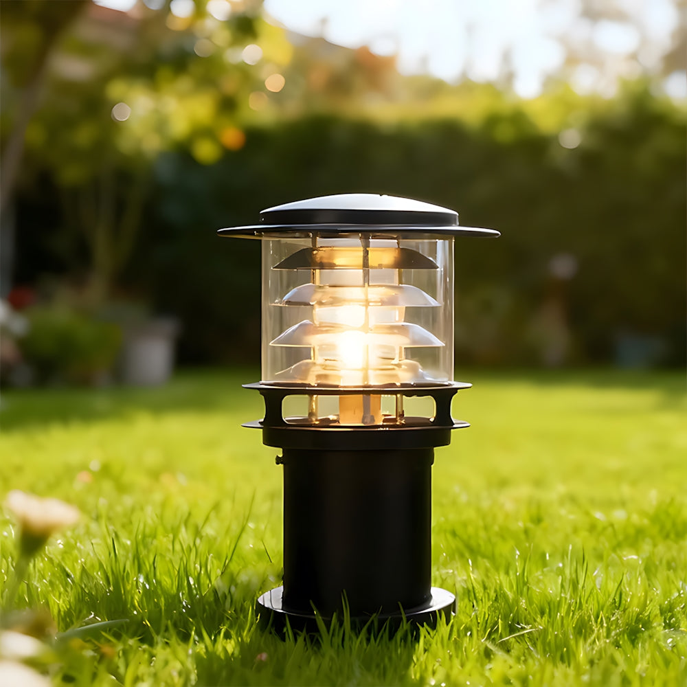 Weatherproof Post Light 6 in Cylinder Aluminum E27 Socket IP65 Rated Black Bollard for Walkway Driveway Porch Yard Landscape Path Marker