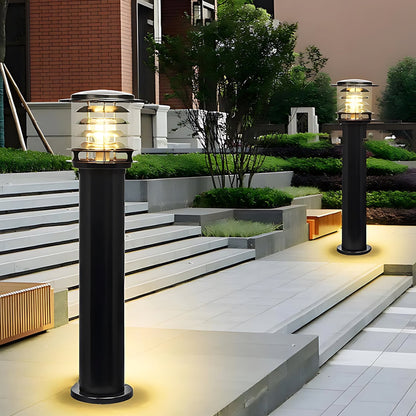 Weatherproof Post Light 6 in Cylinder Aluminum E27 Socket IP65 Rated Black Bollard for Walkway Driveway Porch Yard Landscape Path Marker
