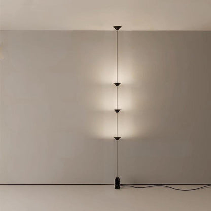 Suspended Triple-Cone LED Floor Lamp with Marble Base Black Metal 138 in Height for Bedroom Living Room Hallway Ambient Lighting Modern Arch