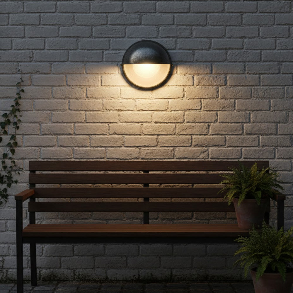 Metal Sconce with Glass Shade for Hallway Corridor Bedroom Entry 8 inch Round Oval Indoor Fixture E26 E27 Bulb Socket Retro Factory Look Hom