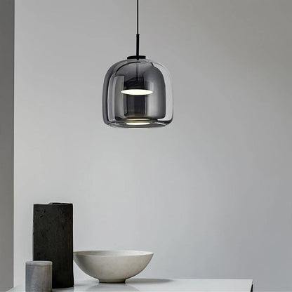 Glass Dome Hanging Light with Smoked Finish – Adjustable LED Fixture for Kitchen Island, Dining Room & Modern Ceiling