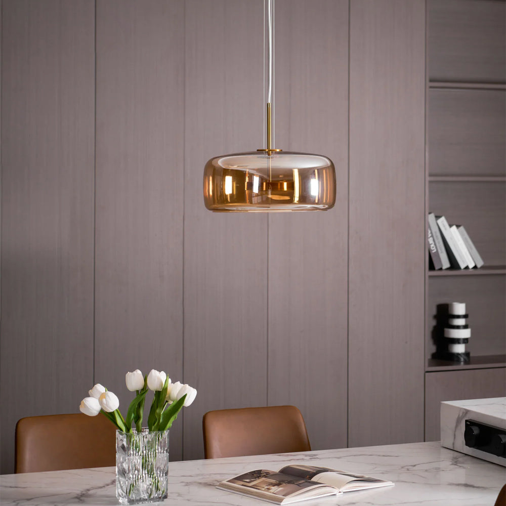 Glass Dome Hanging Light with Smoked Finish – Adjustable LED Fixture for Kitchen Island, Dining Room & Modern Ceiling