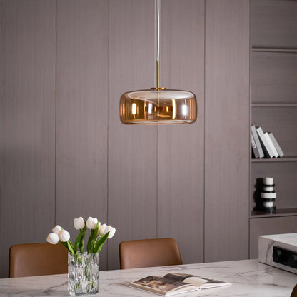 Glass Dome Hanging Light with Smoked Finish – Adjustable LED Fixture for Kitchen Island, Dining Room & Modern Ceiling