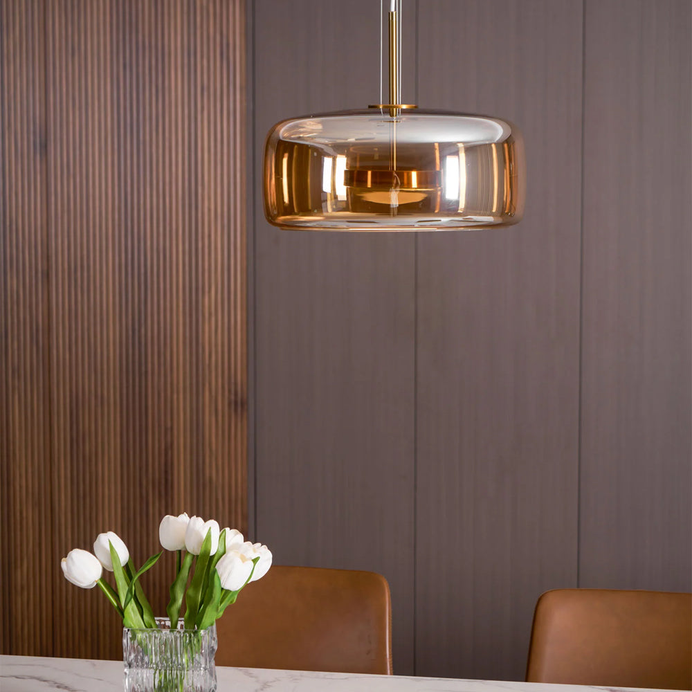 Glass Dome Hanging Light with Smoked Finish – Adjustable LED Fixture for Kitchen Island, Dining Room & Modern Ceiling