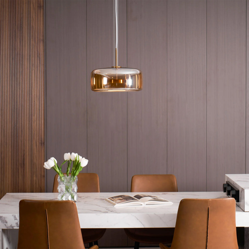 Glass Dome Hanging Light with Smoked Finish – Adjustable LED Fixture for Kitchen Island, Dining Room & Modern Ceiling