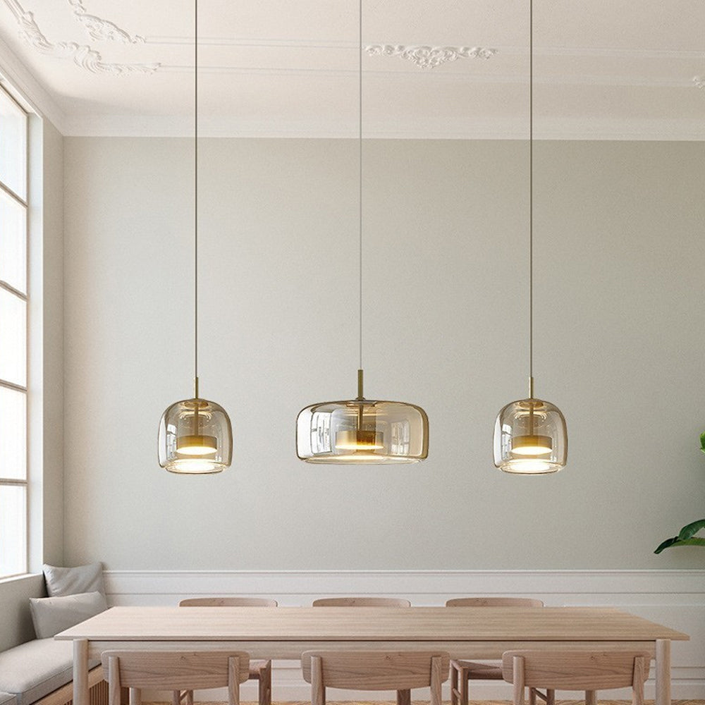 Glass Dome Hanging Light with Smoked Finish – Adjustable LED Fixture for Kitchen Island, Dining Room & Modern Ceiling