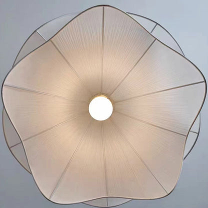 Layered Fabric Drop Light with Floral Silhouette E27 Socket for Dining Areas Bedrooms Living Spaces Soft Diffused Illumination Sculptural Ce