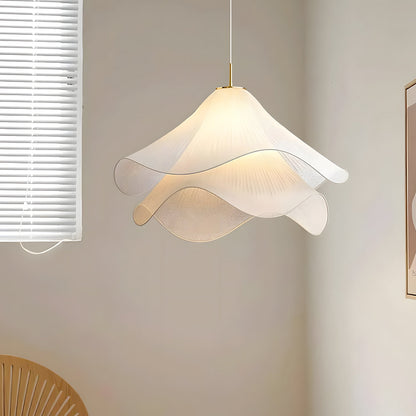 Layered Fabric Drop Light with Floral Silhouette E27 Socket for Dining Areas Bedrooms Living Spaces Soft Diffused Illumination Sculptural Ce