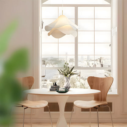 Layered Fabric Drop Light with Floral Silhouette E27 Socket for Dining Areas Bedrooms Living Spaces Soft Diffused Illumination Sculptural Ce