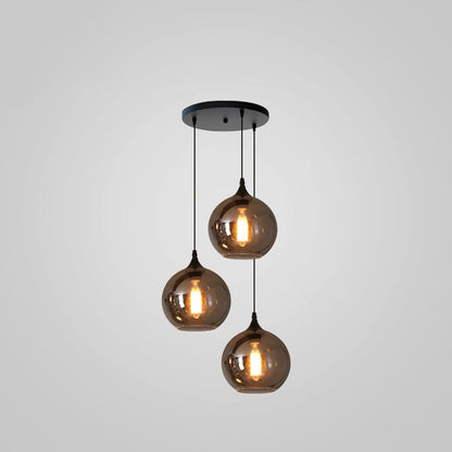 Glass Shade Hanging Fixture Adjustable Height for Kitchen Island, Dining Table & Entryway - Black Metal Frame Ceiling Lamp with Ambient Glow