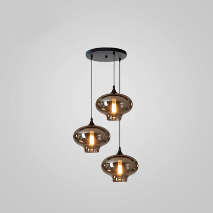 Glass Shade Hanging Fixture Adjustable Height for Kitchen Island, Dining Table & Entryway - Black Metal Frame Ceiling Lamp with Ambient Glow
