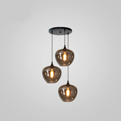 Glass Shade Hanging Fixture Adjustable Height for Kitchen Island, Dining Table & Entryway - Black Metal Frame Ceiling Lamp with Ambient Glow