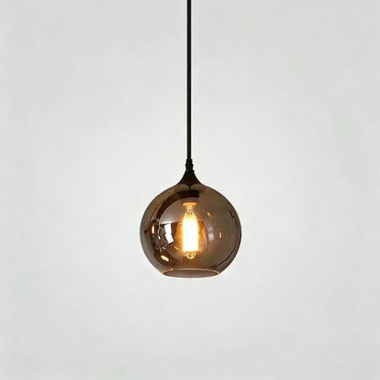 Glass Shade Hanging Fixture Adjustable Height for Kitchen Island, Dining Table & Entryway - Black Metal Frame Ceiling Lamp with Ambient Glow