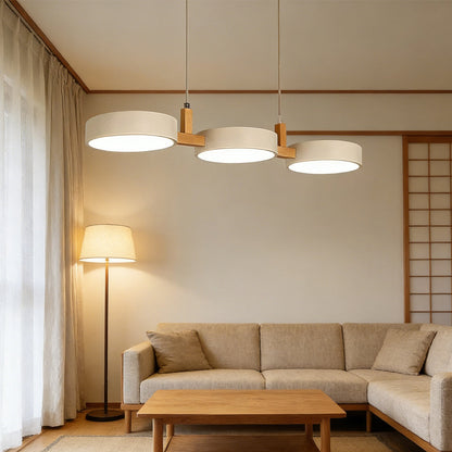Triple Hanging Lamp for Kitchen Island & Dining Table – Mixed-Material Fixture with Adjustable Cords, 30 in Span, LED-Ready