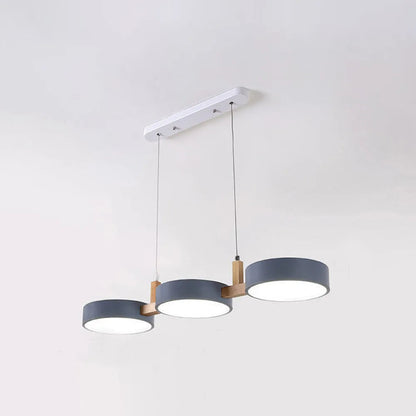 Three-Light Hanging Fixture Metal & Wood 30 in Wide for Kitchen Island Dining Table Adjustable Cord Modern Industrial Overhead Illumination