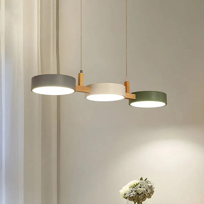 Three-Light Hanging Fixture Metal & Wood 30 in Wide for Kitchen Island Dining Table Adjustable Cord Modern Industrial Overhead Illumination