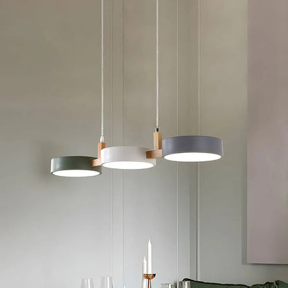 Three-Light Hanging Fixture Metal & Wood 30 in Wide for Kitchen Island Dining Table Adjustable Cord Modern Industrial Overhead Illumination
