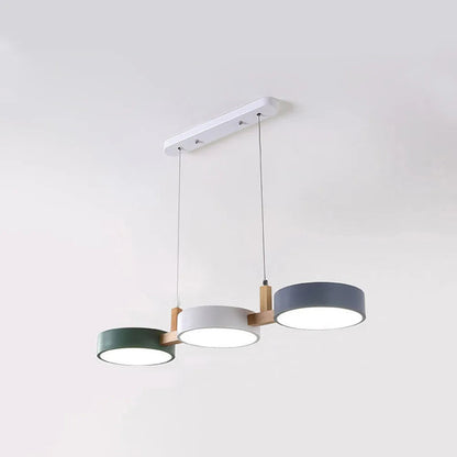Three-Light Hanging Fixture Metal & Wood 30 in Wide for Kitchen Island Dining Table Adjustable Cord Modern Industrial Overhead Illumination
