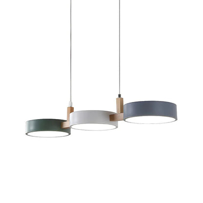 Three-Light Hanging Fixture Metal & Wood 30 in Wide for Kitchen Island Dining Table Adjustable Cord Modern Industrial Overhead Illumination